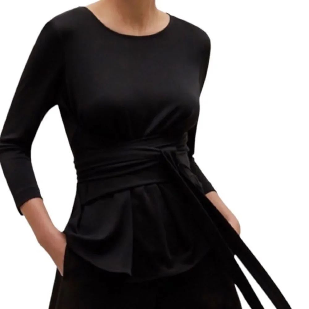 MM. Lafleur Walker 2.0 Silk Blend Top Tie Wrap Around Black Womens XL